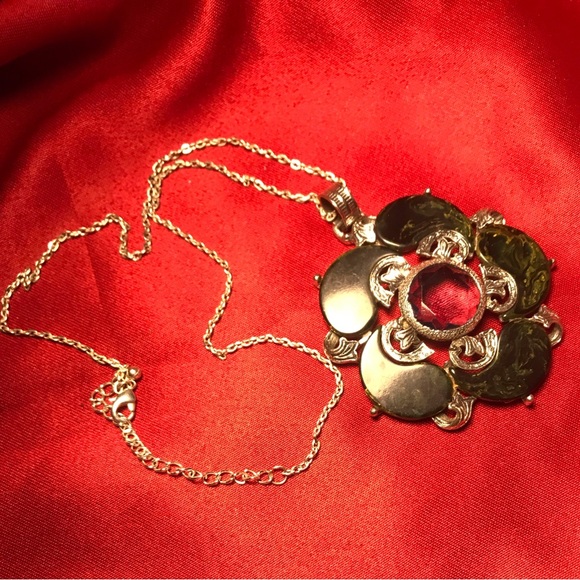 Vintage Arthur Pepper “Art” Silver and Green swirl pendant/necklace - Picture 5 of 13